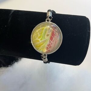 Hand painted acrylic on glass bracelet